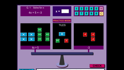 Screenshot of Model and solve algebra equations