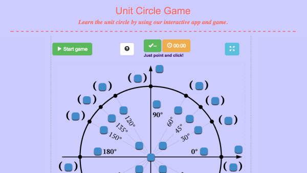 Screenshot of Unit Circle Game
