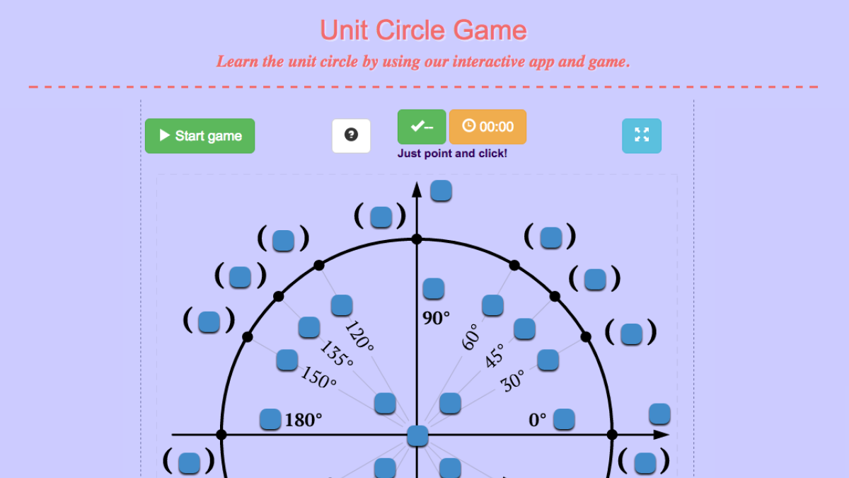 Screenshot of Unit Circle Game