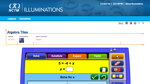 Screenshot of Algebra Tiles