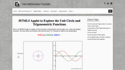 Screenshot of HTML5 Applet to Explore the Unit Circle and Trigonometric Functions