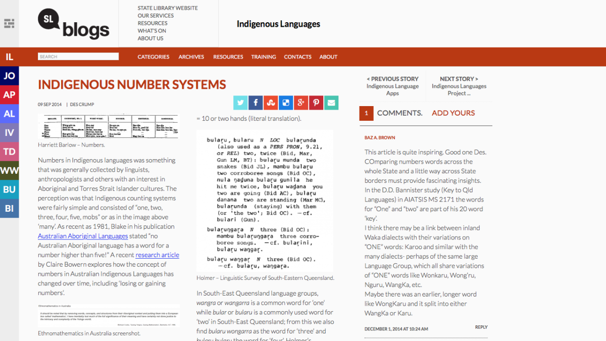 Screenshot of Indigenous Number Systems