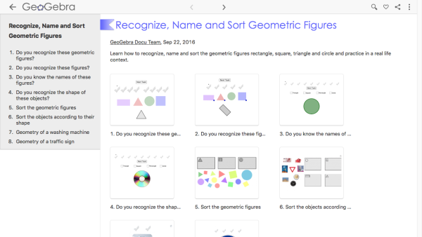 Screenshot of Recognize, Name and Sort Geometric Figures