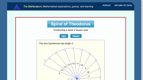 Screenshot of Spiral of Theodorus