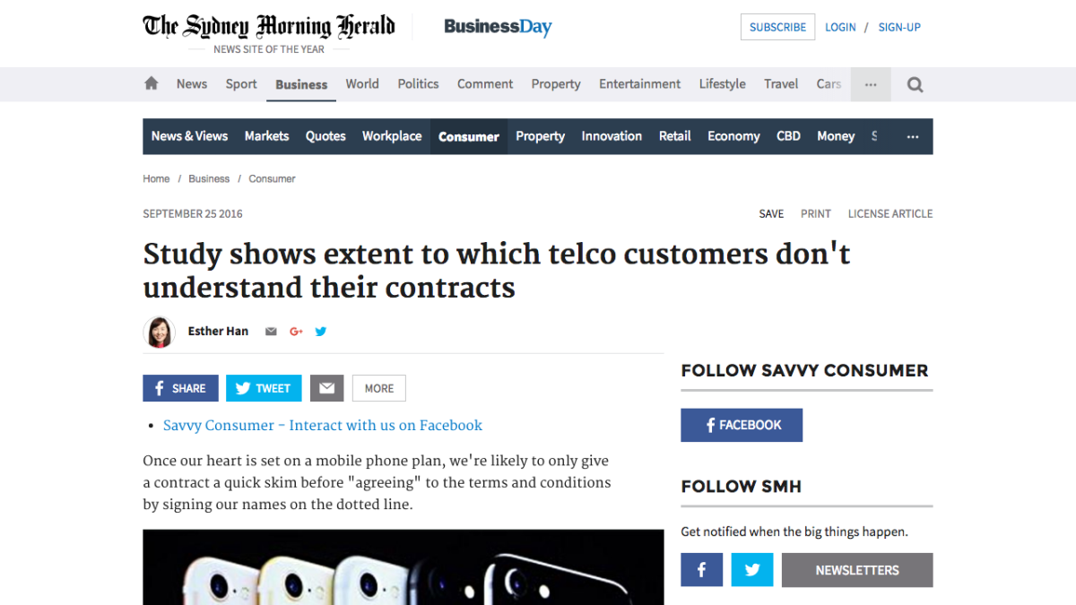 Screenshot of Study shows extent to which telco customers don’t understand their contracts