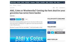 Screenshot of Aldi, Coles or Woolworths? Getting the best deal for your groceries has never been harder