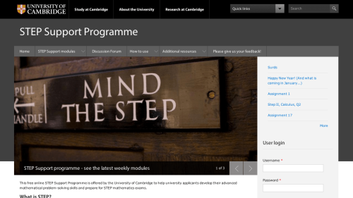 Screenshot of STEP support programme