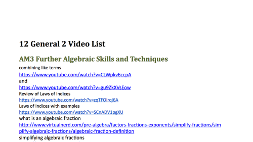 Screenshot of Year 12 HSC General 2 Maths Video List