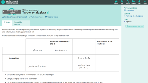 Screenshot of Two-way algebra