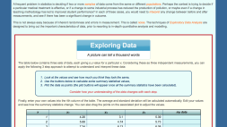 Screenshot of Exploring Data - different data, same statistics