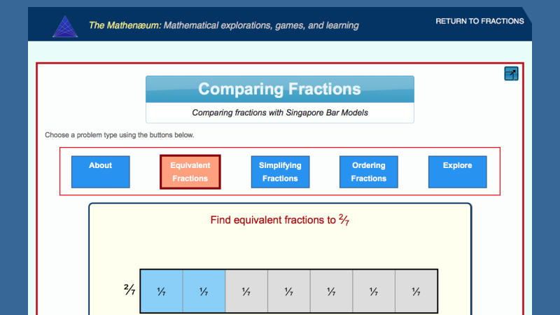 Screenshot of Fractions, Decimals and Percentages