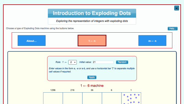 Screenshot of Exploding Dots