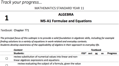 Preview of Mathematics Standard - Student Outlines