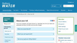 Screenshot of Sydney Water - about your bill