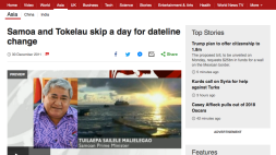 Screenshot of Samoa and Tokelau skip a day for dateline change