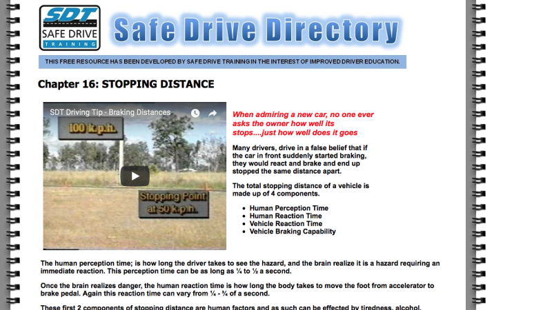 Screenshot of Stopping distance