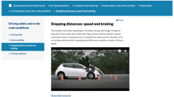 Screenshot of Stopping distances: speed and braking