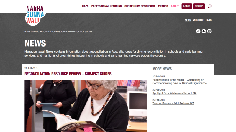 Screenshot of Narragunnawali Education Resource Guide - Mathematics