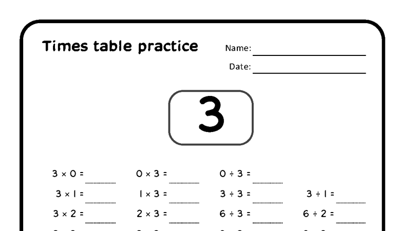 Preview of Times table practice pages