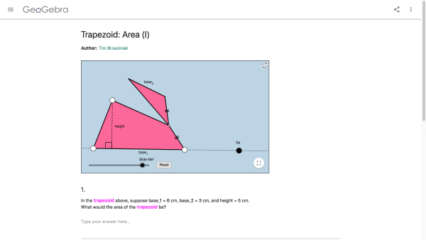 Screenshot of Area of a trapezium