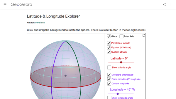 Screenshot of Latitude & Longitude Explorer