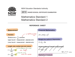 Preview of Mathematics Standard Reference Sheet for Year 11