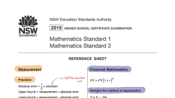 Preview of Mathematics Standard Reference Sheet for Year 11