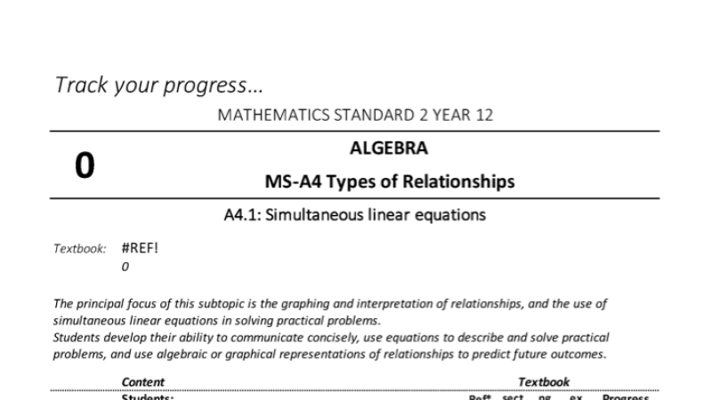 Preview of Mathematics Standard 2 - Student Outlines