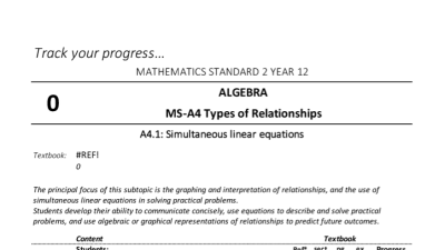 Preview of Mathematics Standard 2 - Student Outlines