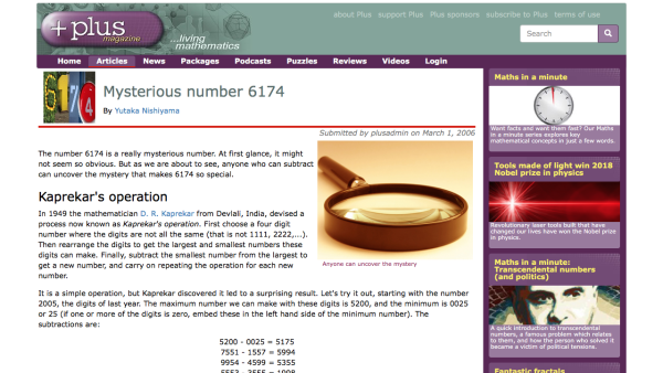 Screenshot of The mysterious number 6174