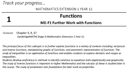 Preview of Mathematics Extension 1 - Student Outlines