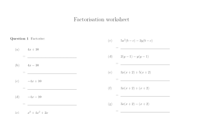 Preview of Factorisation