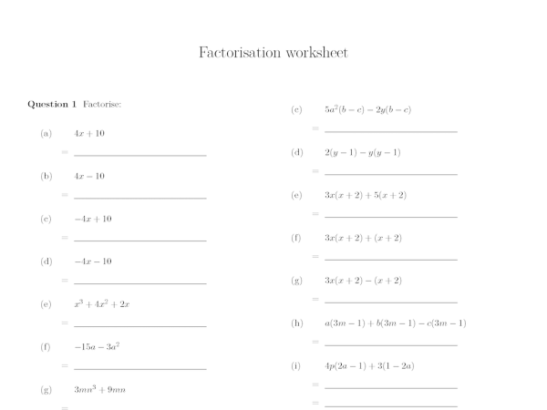Preview of Factorisation
