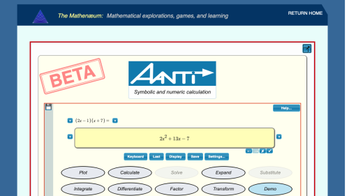 Screenshot of Avanti Symbolic Calculator