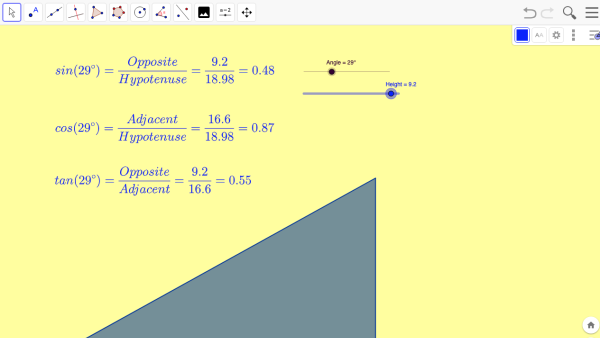Screenshot of Observing sine in triangles