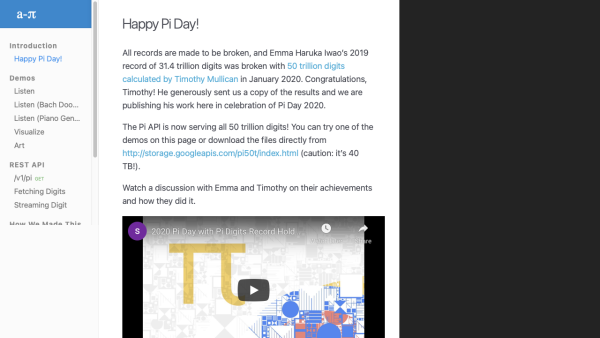Screenshot of 31.4+ trillion digits of Pi