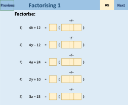 Preview of Factorising - electronic worksheet