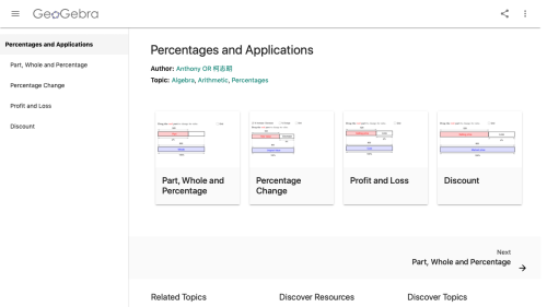 Screenshot of Percentages and Applications
