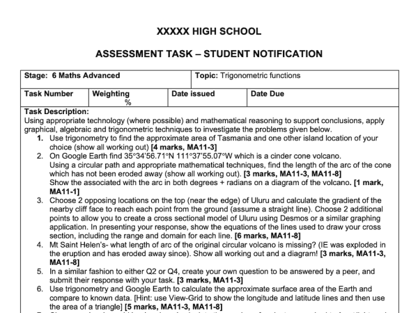 Preview of Trigonometric functions - Advanced assignment
