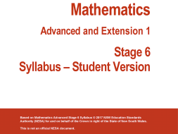 Preview of Advanced and Extension 1 syllabus - Student Version