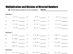 Preview of Multiplication and division of directed numbers - worksheet