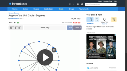 Screenshot of Angles of the Unit Circle - Degrees