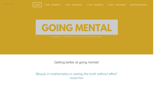 Screenshot of Going mental - mental computation strategies