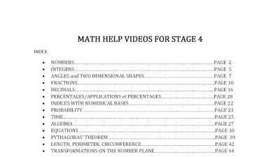 Preview of Math help videos for Stage 4