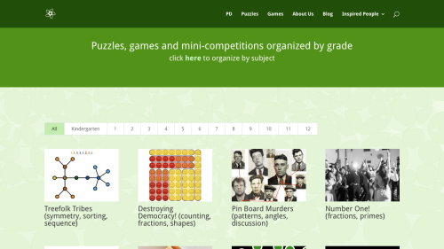 Screenshot of Maths puzzles sorted by grade