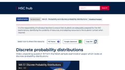 Screenshot of Discrete probability distributions, NESA sample examination Q19