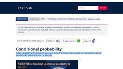 Screenshot of Conditional probability, NESA topic guide question
