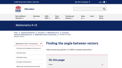 Screenshot of Finding the angle between vectors