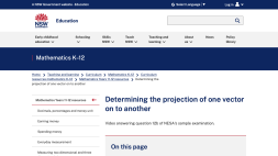 Screenshot of Determining the projection of one vector on to another