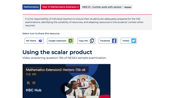 Screenshot of Using the scalar product